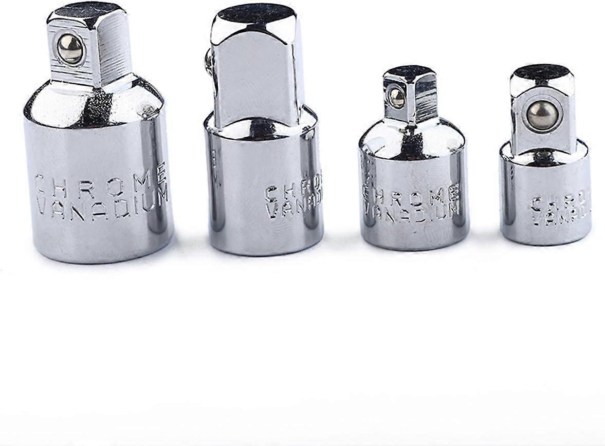 4pcs CVR Socket Bit Impact Driver Adapter Reducer Set Ratchet Socket Adapter Reducer Converter Set 1/4" 3/8" 1/2" (Silver)