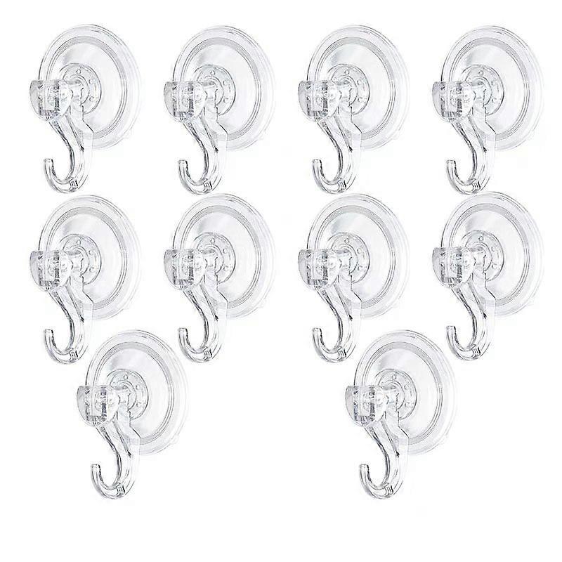10PCS Reusable Plastic Suction Cup Hooks for Kitchen and Bathroom (Clear)