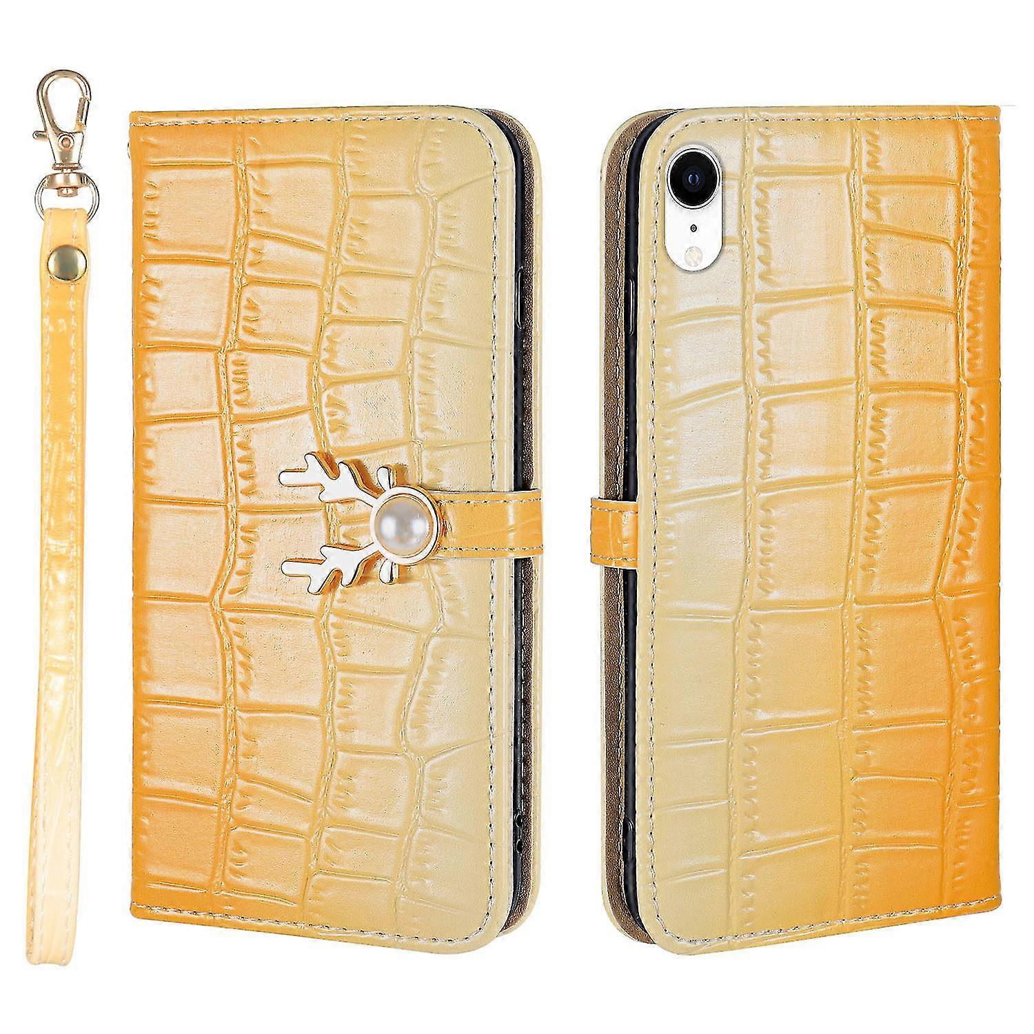 New Elk Pattern Phone Case For Iphone Xr With Card Holder, Lanyard, Pu Leather Material, Wallet Function, Corner Fall Protection