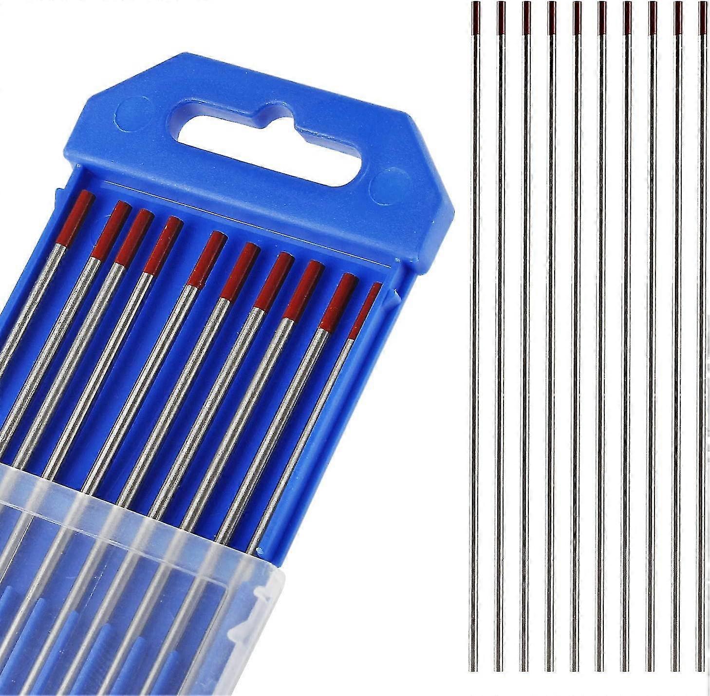 10 x volfrámelektródák, tighegesztő volfrámelektróda Wt-20 2,4 x 175 mm-es tűk tighegesztéshez (piros)