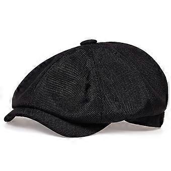 Casual Newsboy Hat Adjustable Hat Spring and Autumn Retro (Black)