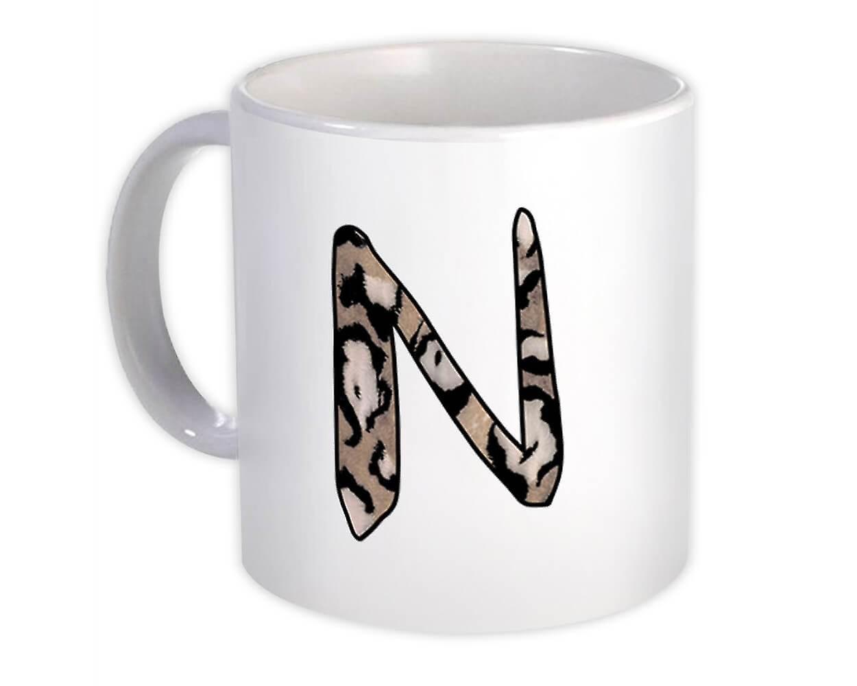 Gift Mug: Monogram Letter N Cheetah