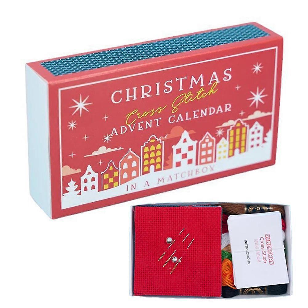 Christmas Cross Stitch Advent Calendar,2024 24 Days Countdown Embroidery Kits