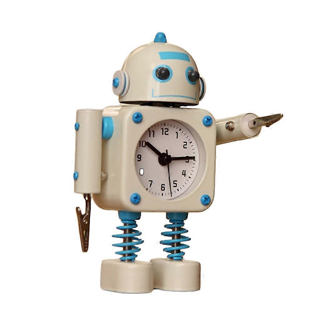 Robot student alarm clock creative desk small desk clock White