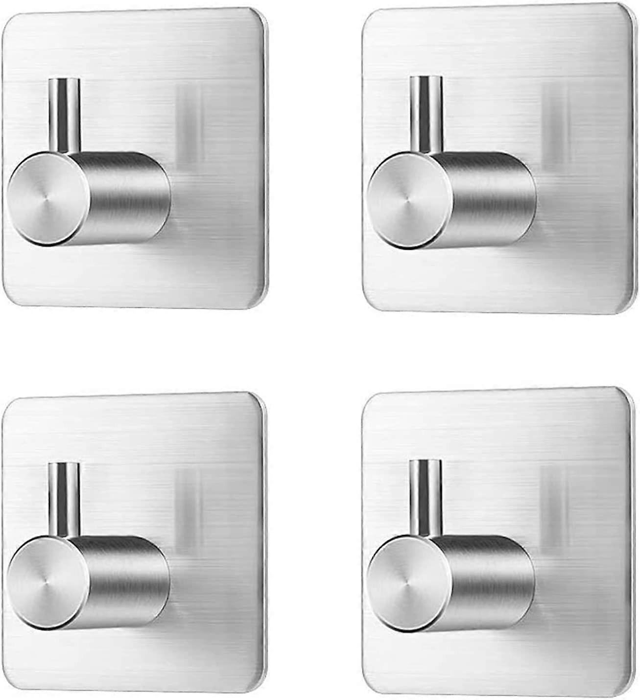 Self Adhesive Hooks, Stainless Steel Self Adhesive Coat Hooks Heavy Duty Wall Door Hooks Bath Towel Hooks for Home