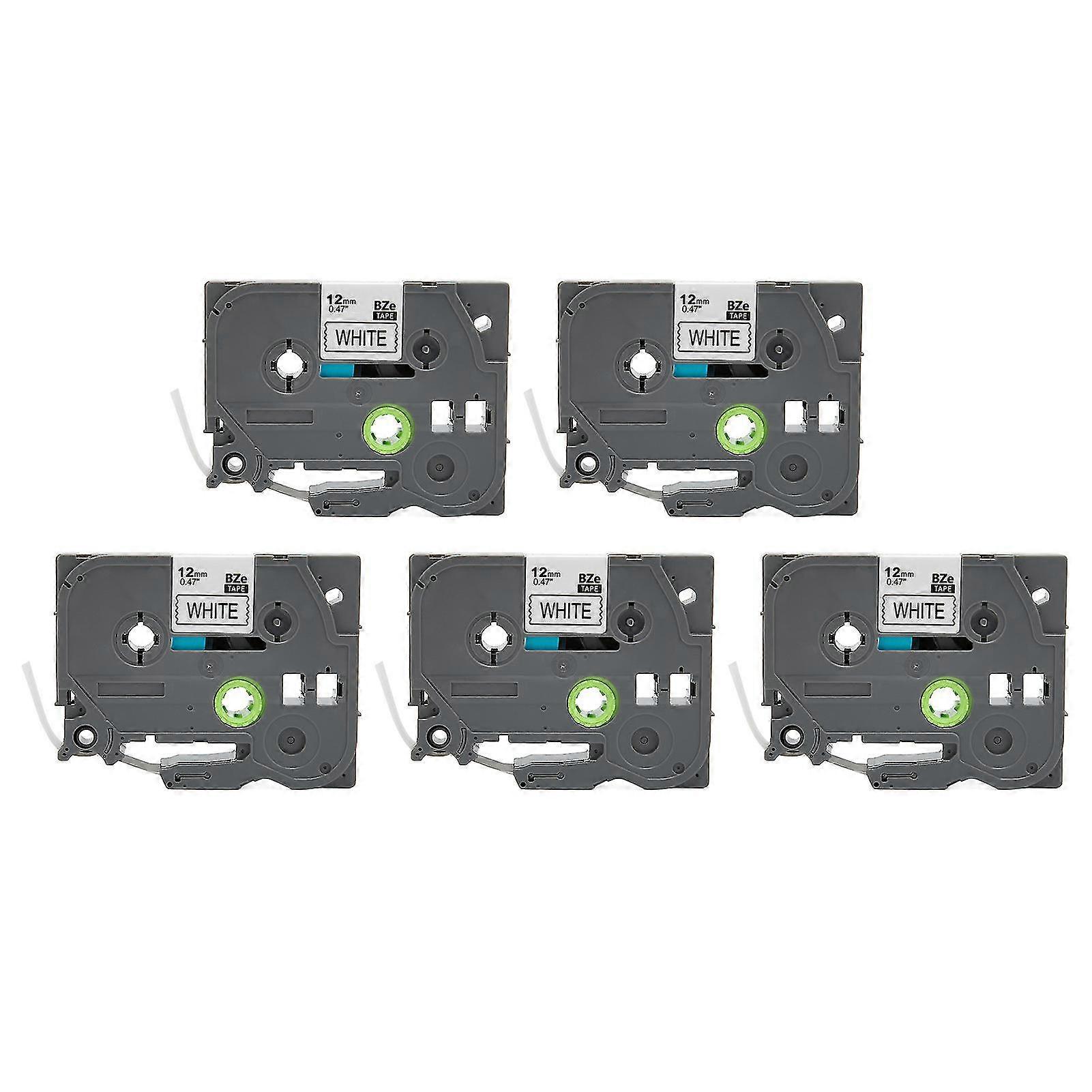 PT D210 Waterproof Label Maker Tape, 5 Pcs Black on White, 12mm x 8m