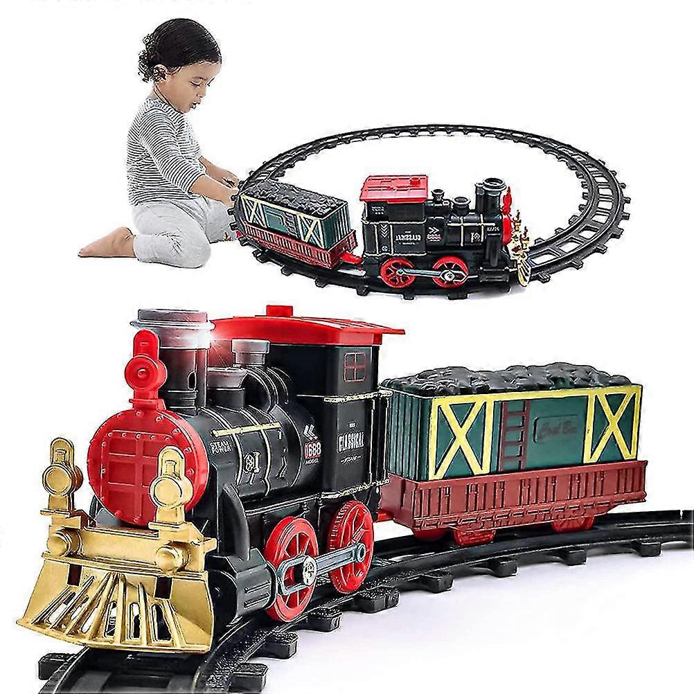 Retro Steam Track Train Model Toy with Light and Sound - Children's Toy Christmas Train Rail Set