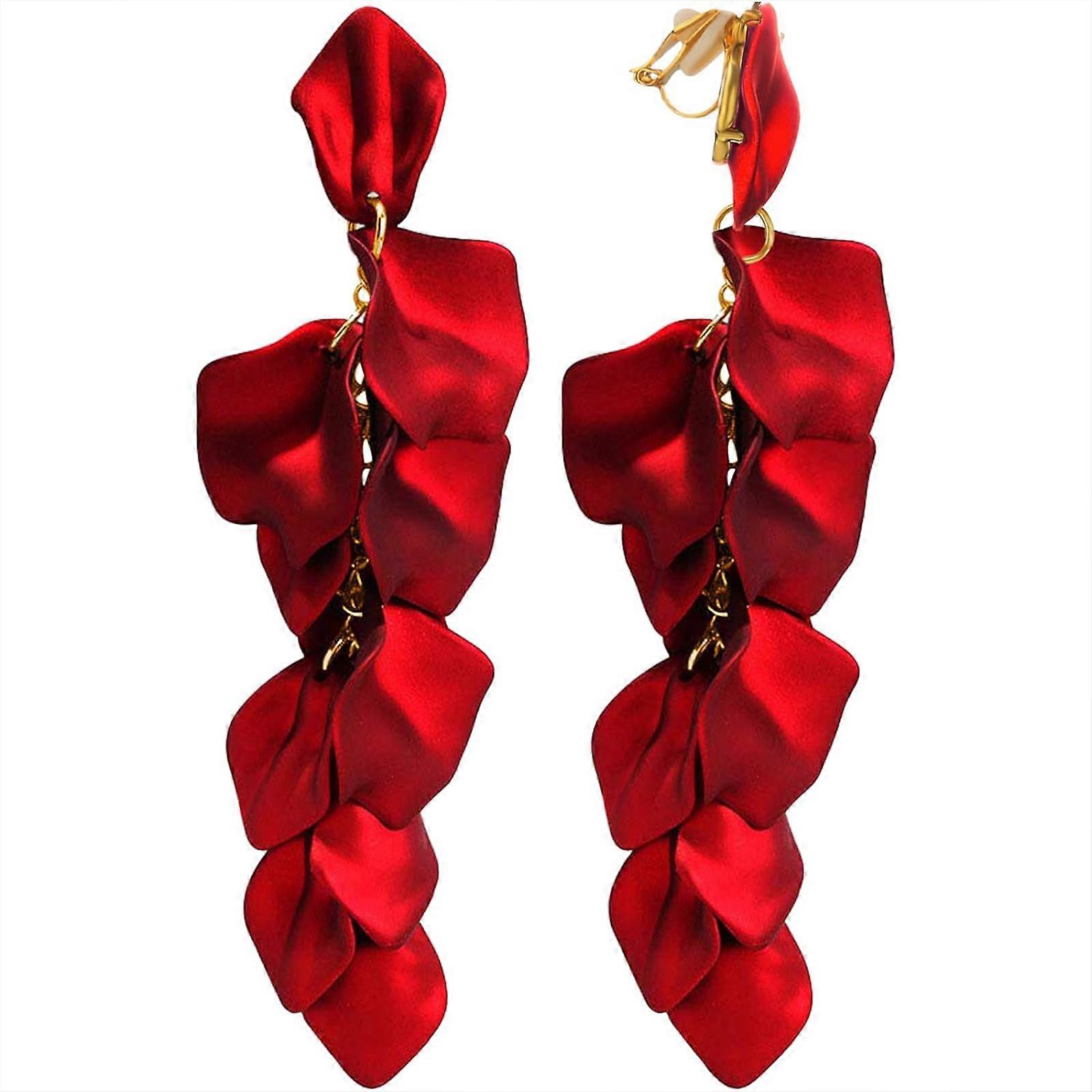 Trpical Leaf Petal Hoop Dangle Colorful Fashion Earrings For Women Girls, Earrings Long Dangle Earrings