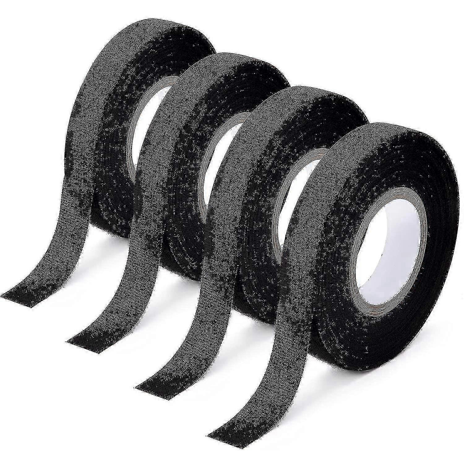 Black Insulating Tape, 4 Pieces 15mm X 15m Woven Tape Waterproof Duct Tape For Wiring Harnesses Electrical Tape