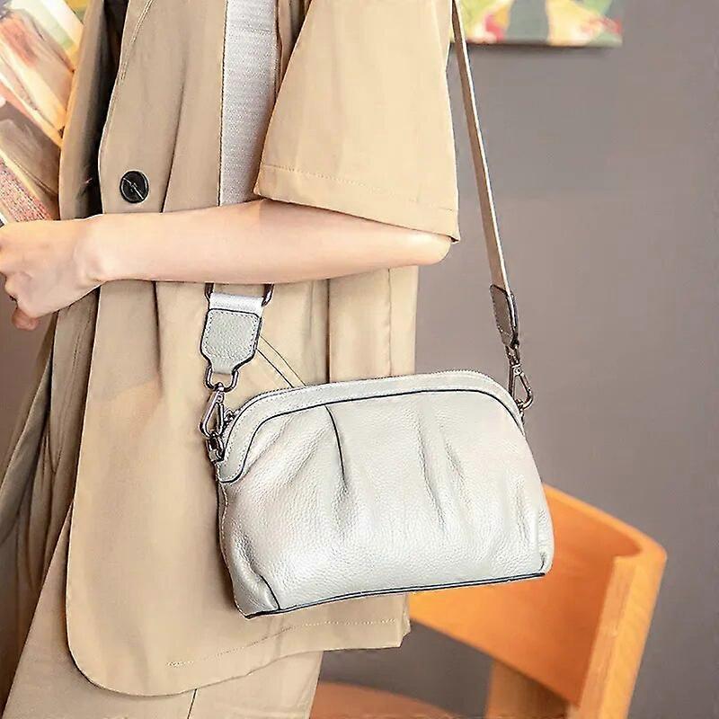 Handväskor Äkta Läder Plisserad Casual Väska för kvinnor Crossbody Cloud Handväska Mjuk Ko Läder Lady Axelväska Liten Luffare Handväskor