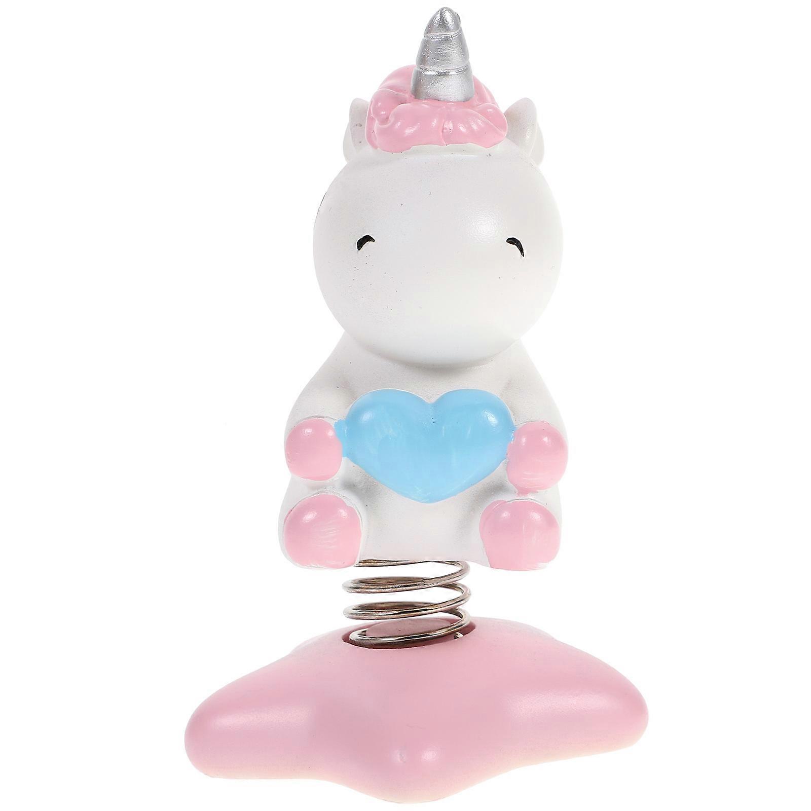 1Pc Unicorn Shaking Head Nodding Ornament Cartoon Desktop Car Dashboard Decorative Toy Auto Adornment Accessories (Pink)