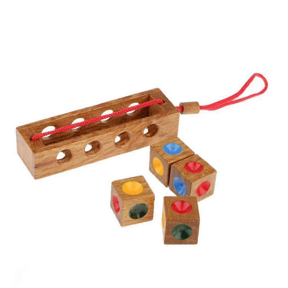 Wooden Four-Color Unlock Chess Brainy Toy Adult Wooden Burr Lock