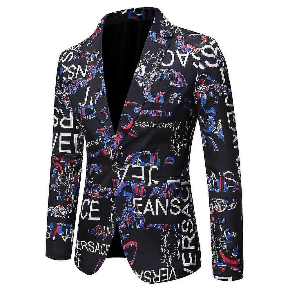 Moda Uomo Lettera Stampa Slim Suit Jacket