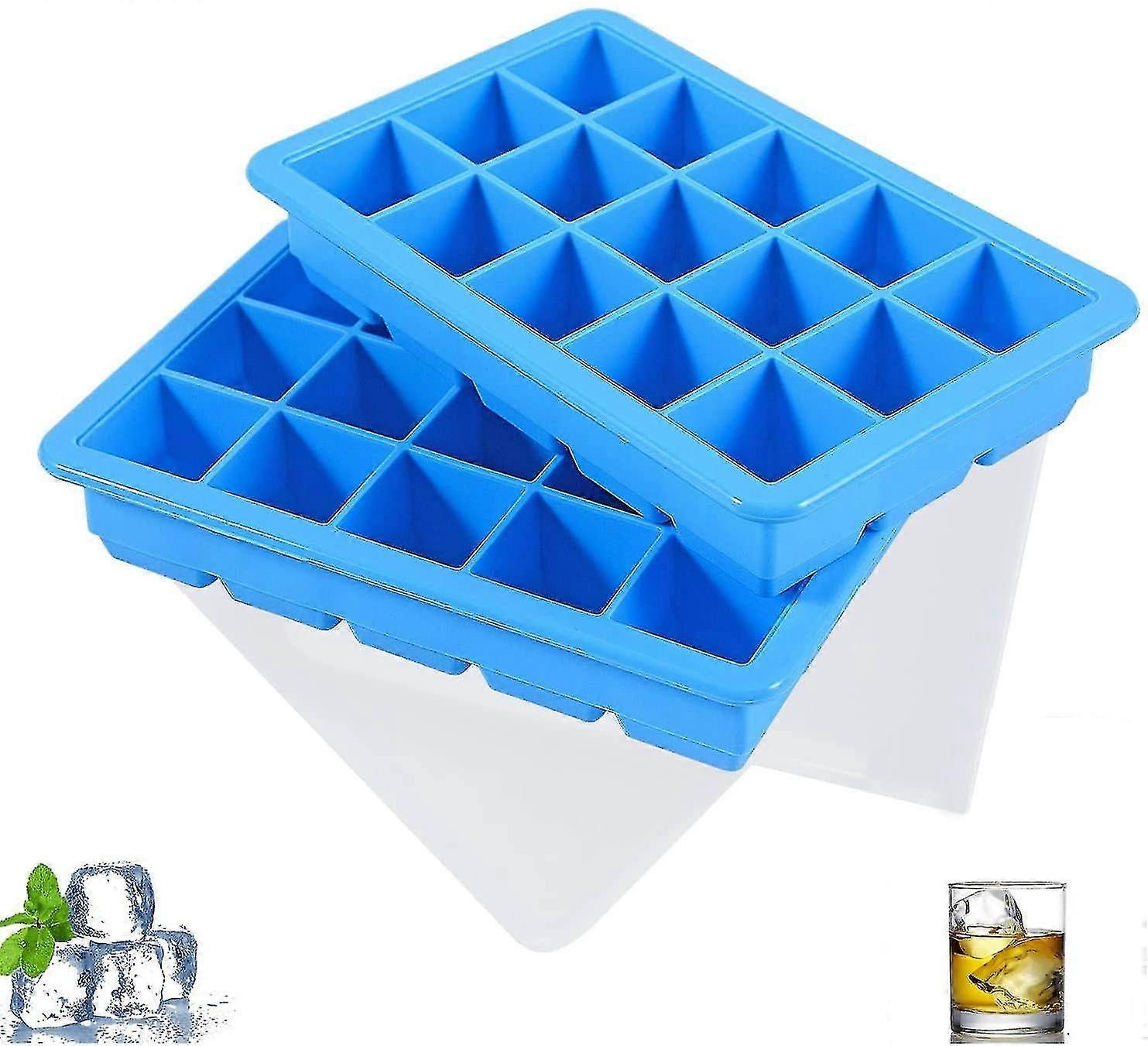 15 Comments, Set Of 2 Lar Silic Ice Cube Trays With Lid, Stackable And -saving