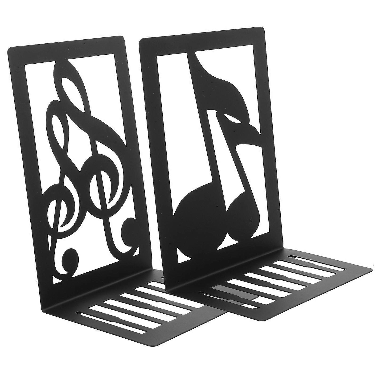 2pcs Iron Bookends Musical Note Shaped Bookshelf Book Ends Desktop Ornaments