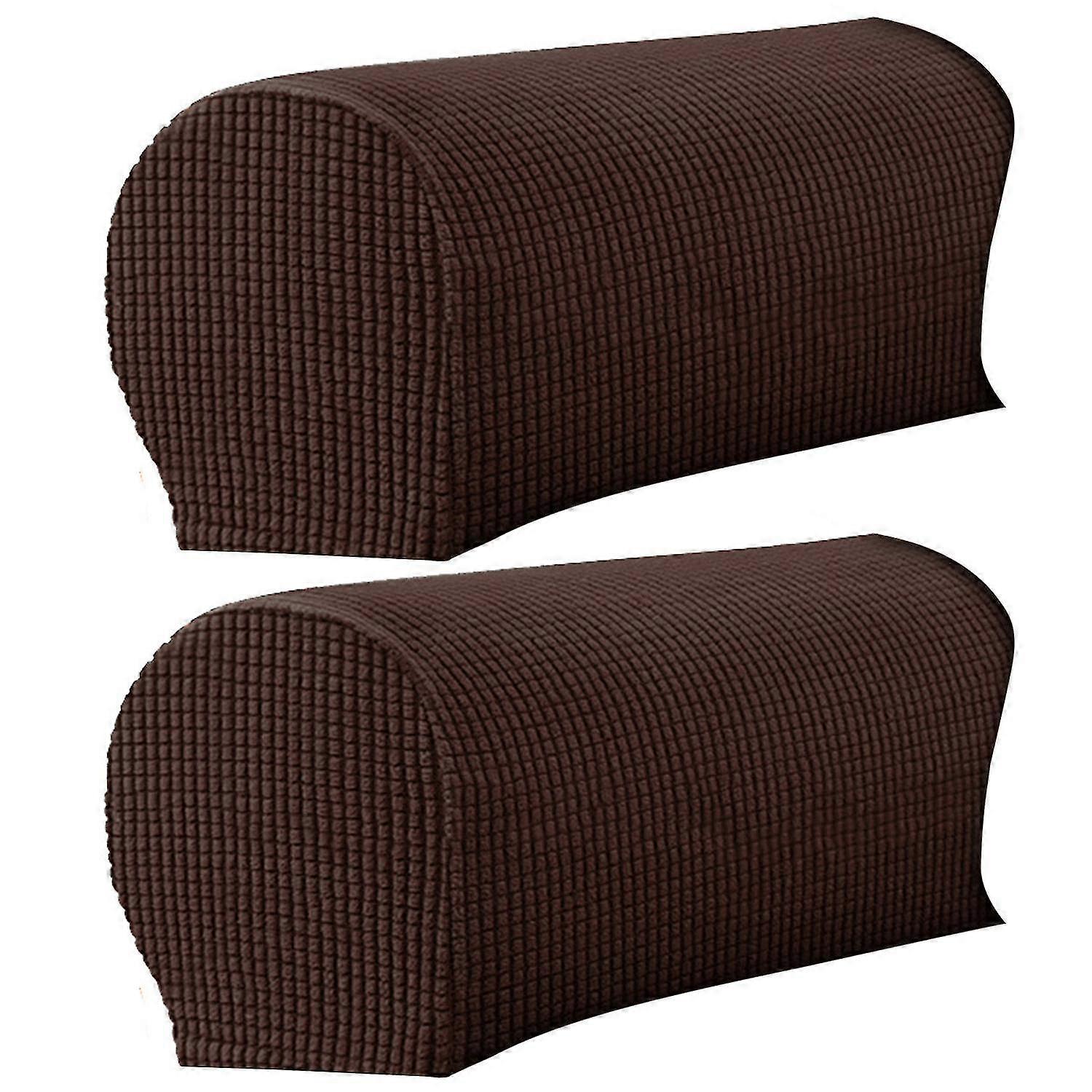 2Pcs Sofa Arm Protector Anti-Slip High Elastic Polyester Soft to Touch Armrest Slipcover Household S