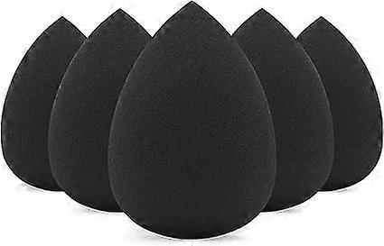 Set of 5 Black, Latex-Free and Vegan Makeup Sponges for Foundation