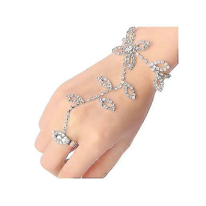 2pcs Crystal Rhinestone Leaf Bracelet Bracelet Slave Chain Link Anklet