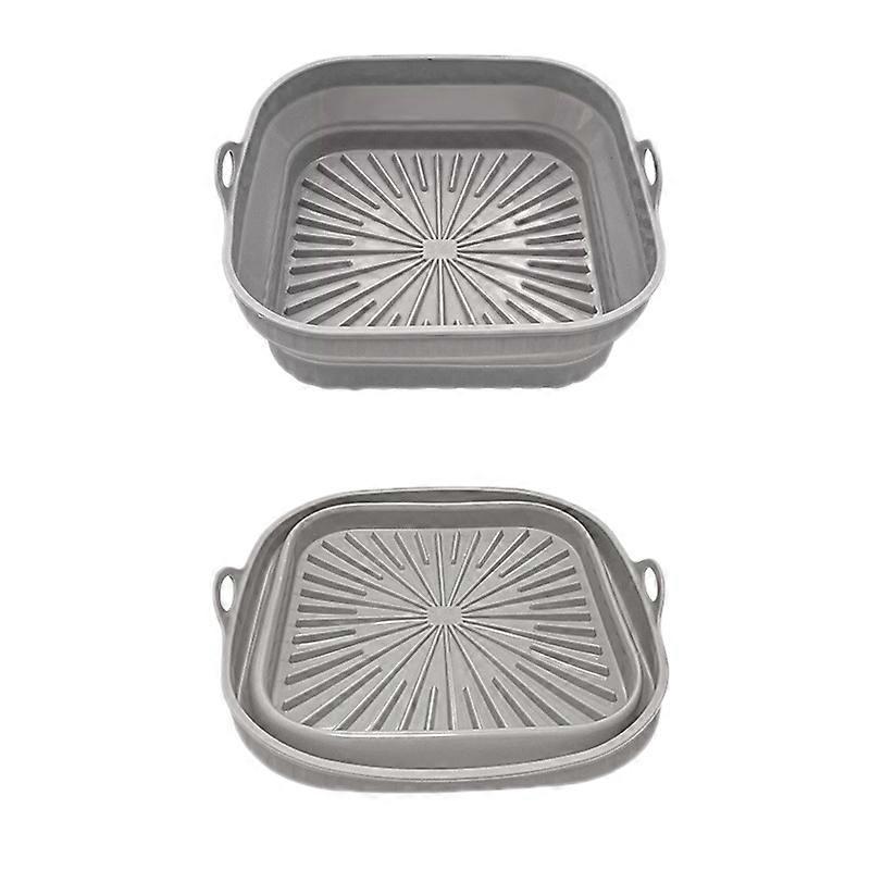 2pcs Air Fryer Mat Baking Tray, Specification: Square Gray
