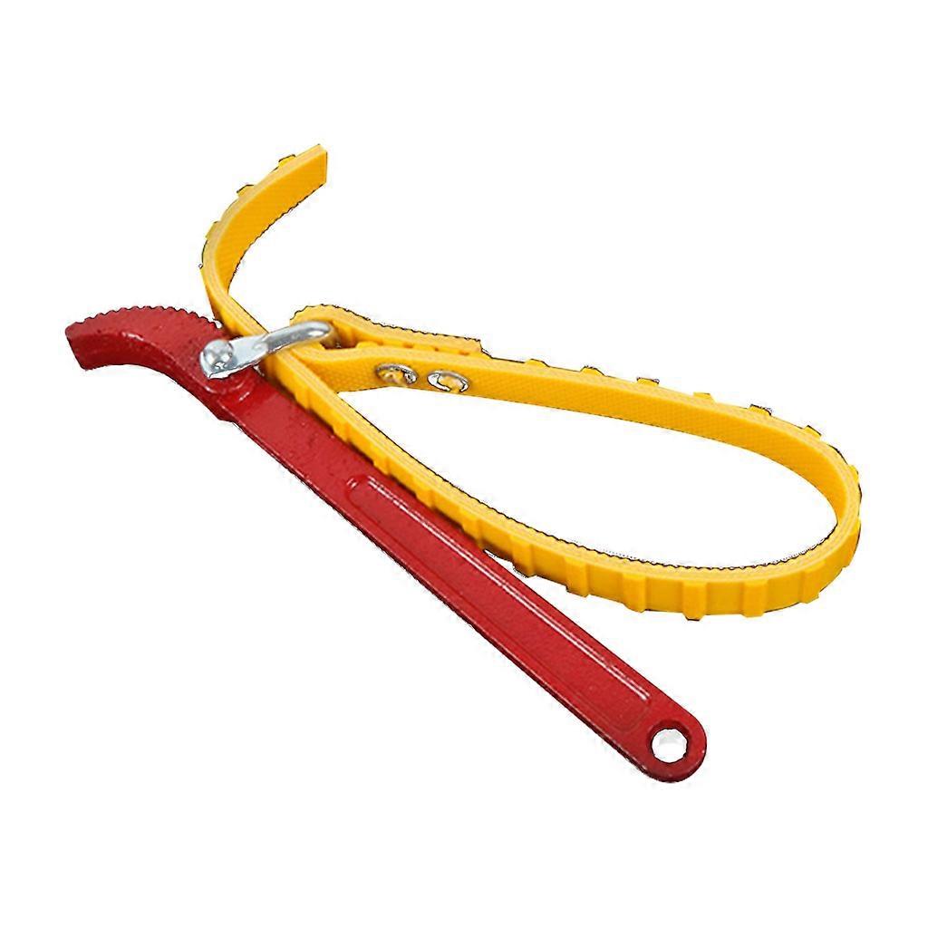 Multi-Purpose Belt Strap Wrench Length Adjustable Strap Steel Handle Red