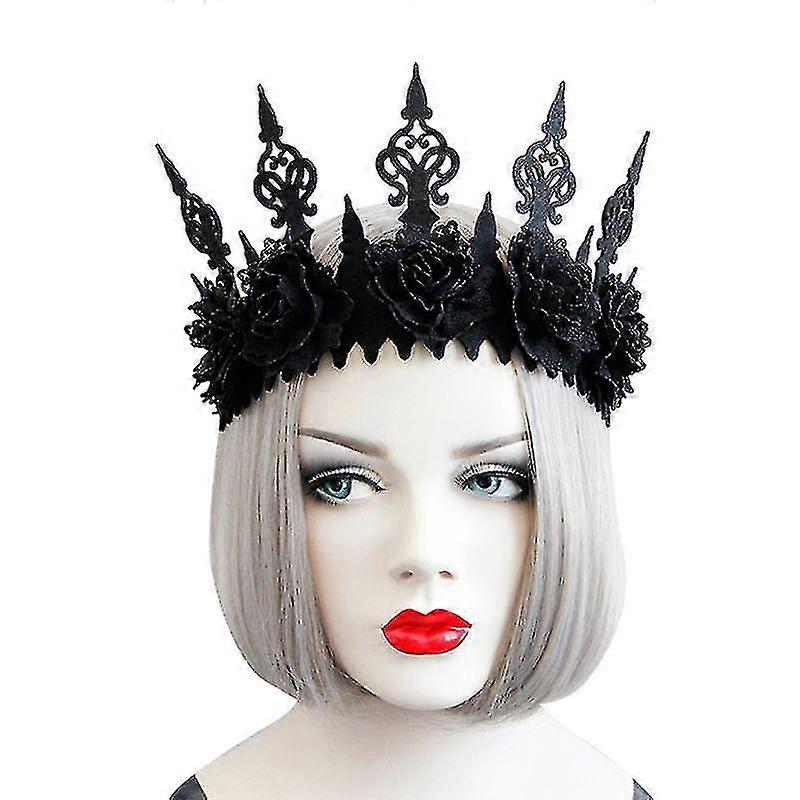 Vintage Gothic Black Crown Roses Headband-MXBC