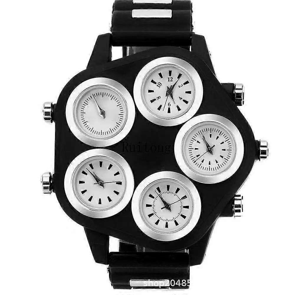 Five Movement Sport Big Dial Extra Large Dial Stylish Guy's Hip Hop Watch Cool Punk Men's Quartz Watch Male Clock Time Hour
