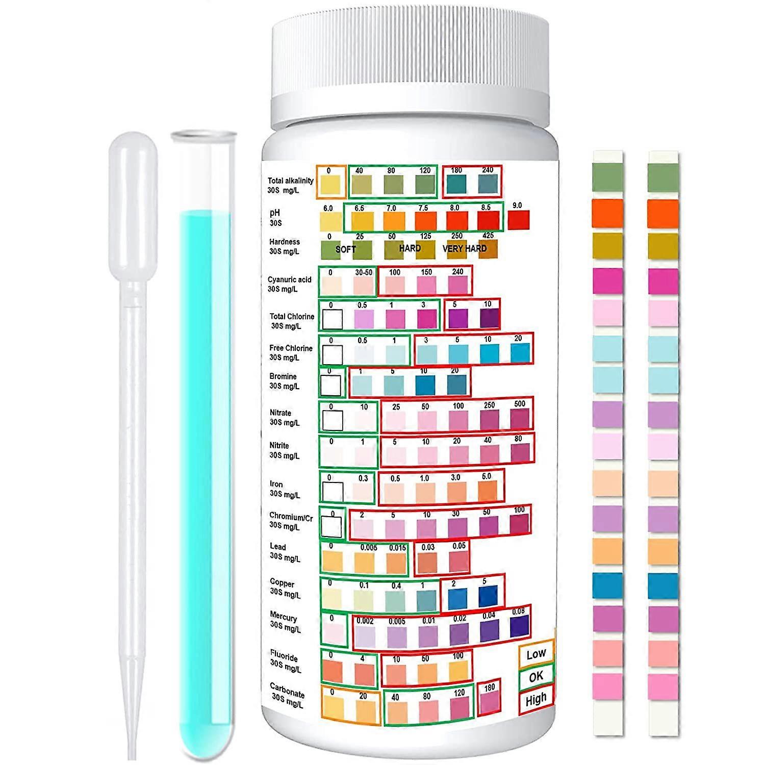 Pool and Hot Tub Test Strips - Testing pH - 100 Strips Pool Water Test Kit