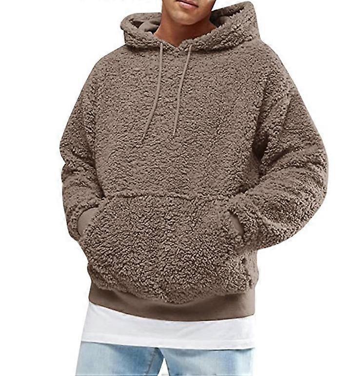 Men's Fuzzy Hoodie Sweatshirt Long Sleeve Soft Fleece Jackets