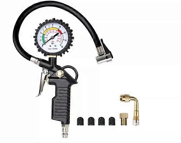 Air Pressure Gauge, Tire Inflator, Tire Pressure Gauge, 220 PSI Tire Inflator Pressure Gauge Multifunctional Pressure Gauge with Valve Tool, Compresso