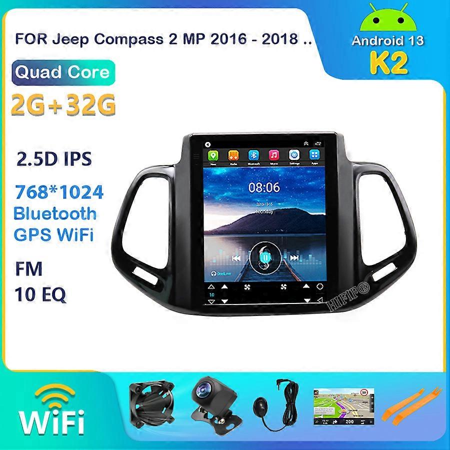 For Jeep Compass 2 MP 2016 - 2019 Android 13 Video Player Car Radio Autoradio Multimedia GPS Navigation