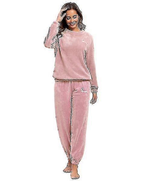 Zimní teplé pyžama Plus Fleece Top Kalhoty s kulatým krkem Měkké pyžama Set