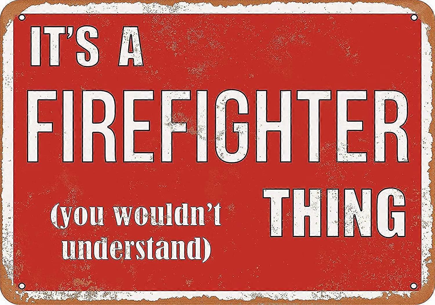 8x12ビンテージメタルブリキサイン - それは消防士のものです - レトロな壁の装飾アート