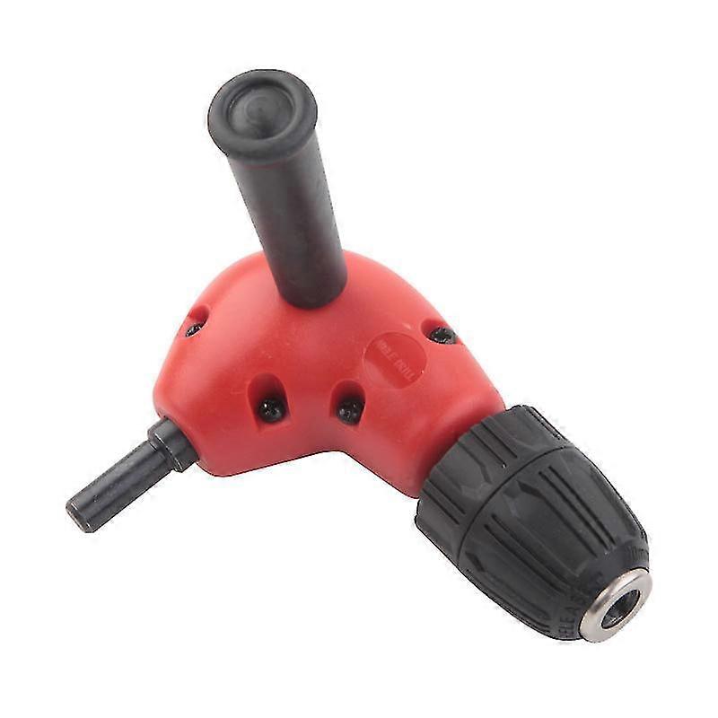 90 Degrees Right Angle Adapter Electric Drill Attachment Round Shank Keyless Chuck(1pc, Red And Black)