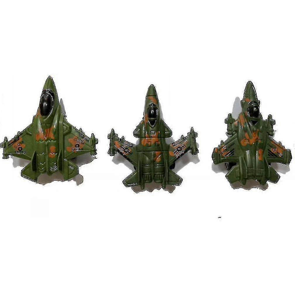 3pcs Army Planes Figures Fighter With Rotary Wheels War Play Set