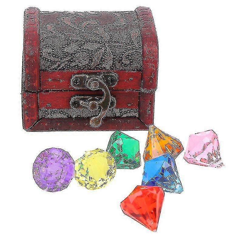 Diving Gem Pool Toy 10 Big Colorful Diamonds With Treasure Pirate Box Swimming Xinda