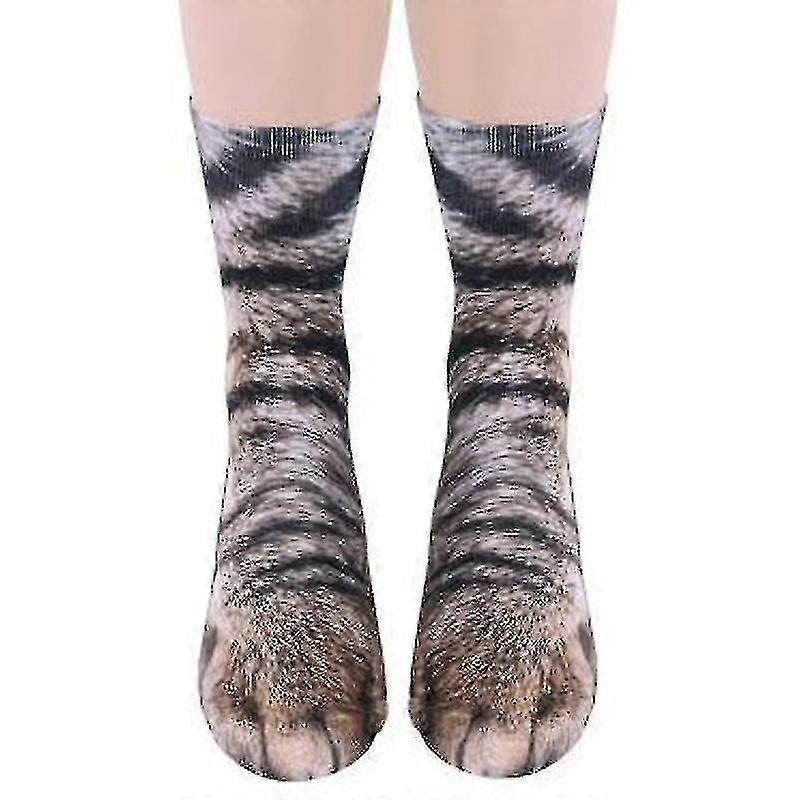 Unisex 3d Print Animal Paw Feet Crew Socks Funny Novelty Elastic Stockings