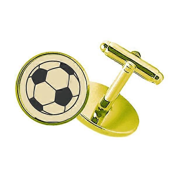 Football Sport Line Drawing Pattern Studded Business Boutons de manchette en métal Doré