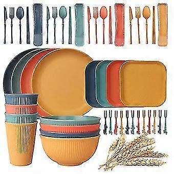 48pcs Unbreakable Dinnerware Sets For 4 People, Camping Plates And Bowls Set, Picnic Dinner Sets, S