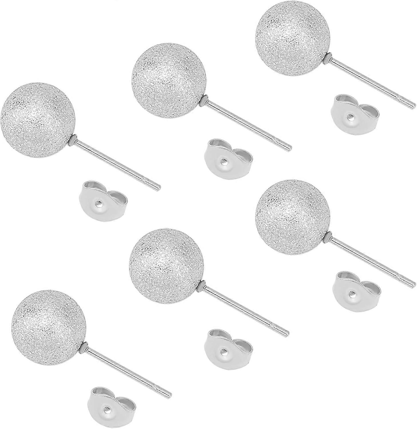 40pcs Textured Round Stainless Steel Stud Earrings 8mm Ball Ear Studs Components Hypoallergenic Stud Earring with Earring Backs for Earring Making 0.7