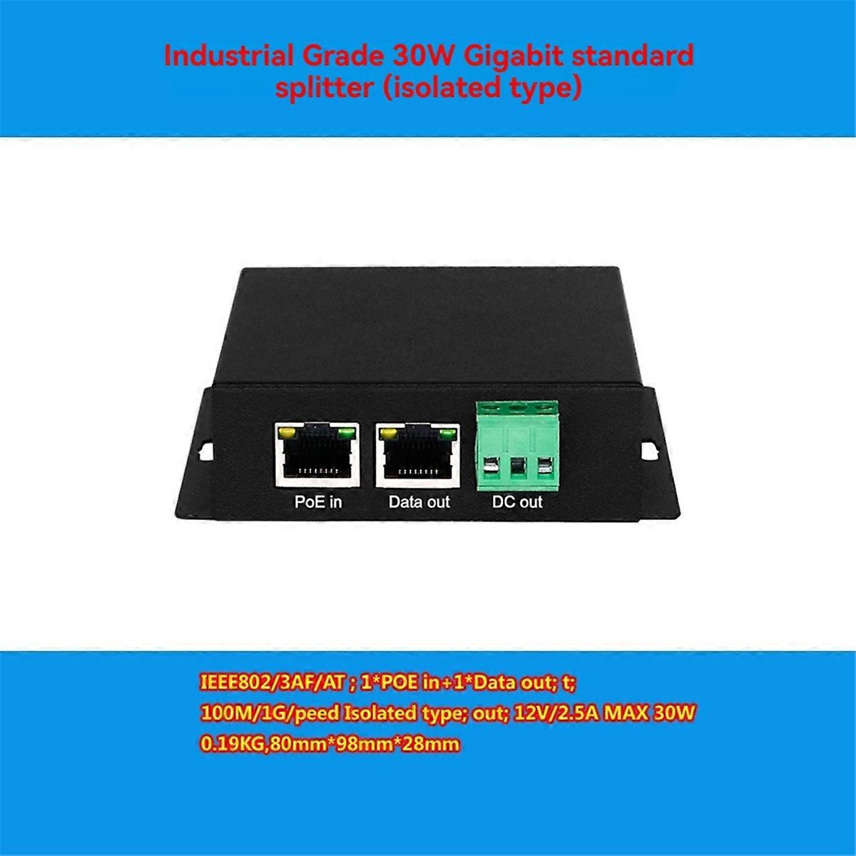 30W Industrial Home Isolated PoE Gigabit Splitter High Power 12V/24V Output Support IEEE802/3AF/AT/