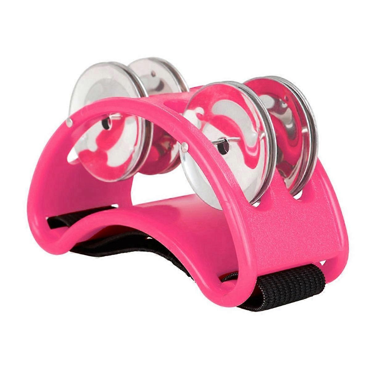 Powerful Sound Foot Tambourine Adjustable Foot Tambourines with Musical Instrument for Performance Singing Pink-Colour