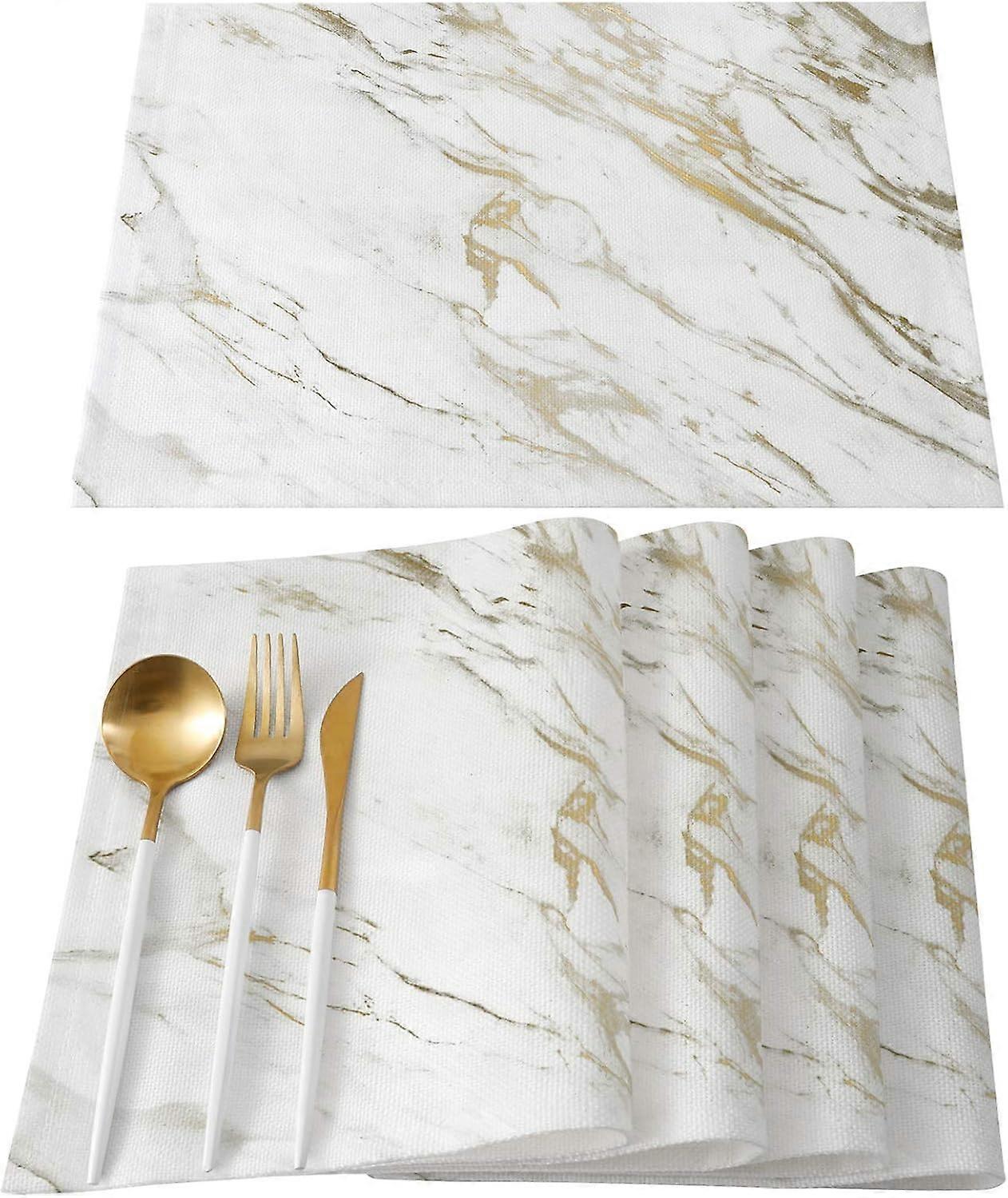 Marble Placemats Set of 4, Heat Resistant and Wipeable, Indoor Dining Table Accessories, Elegant Design