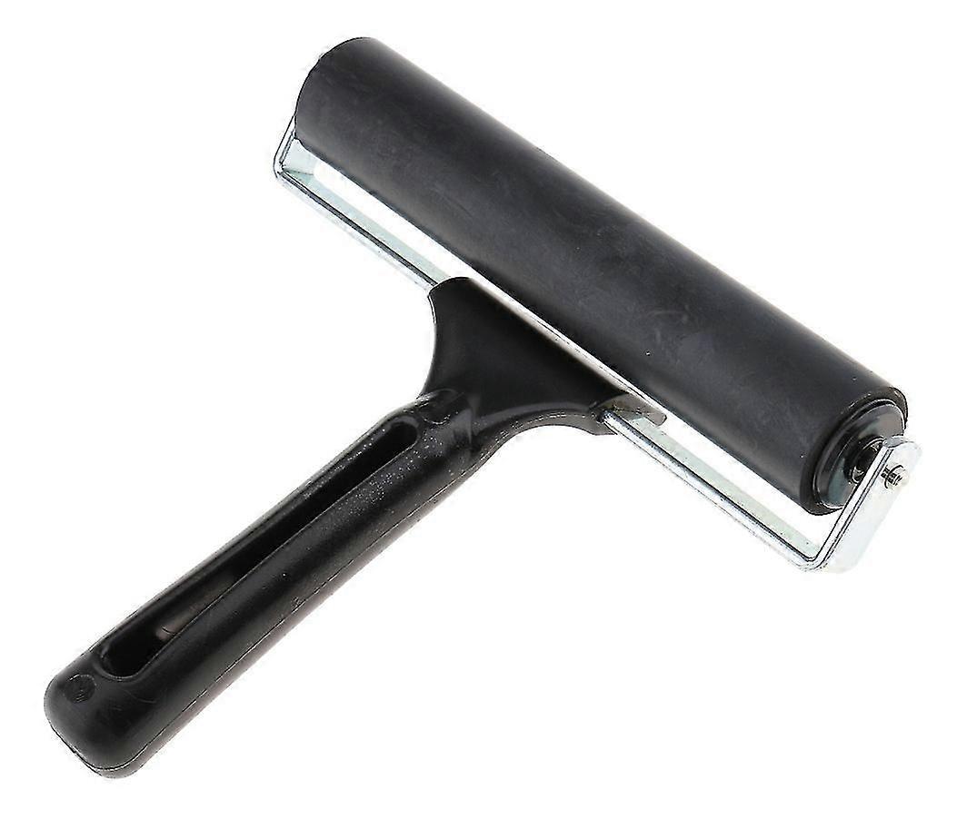 Engraving Roller Brush 15cm Wooden Handle Oil Printing Rubber Roller Ink Roller Rubber Roller (black) (1pcs)