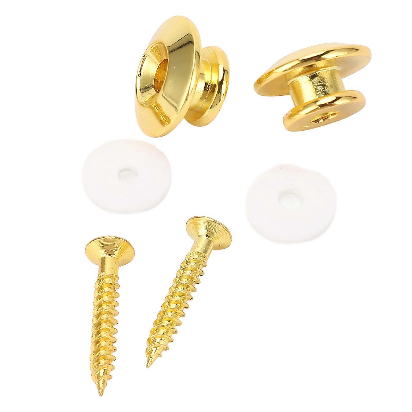 2 Pack Universal Gold Metal Secure Lock Guitar Strap Buttons