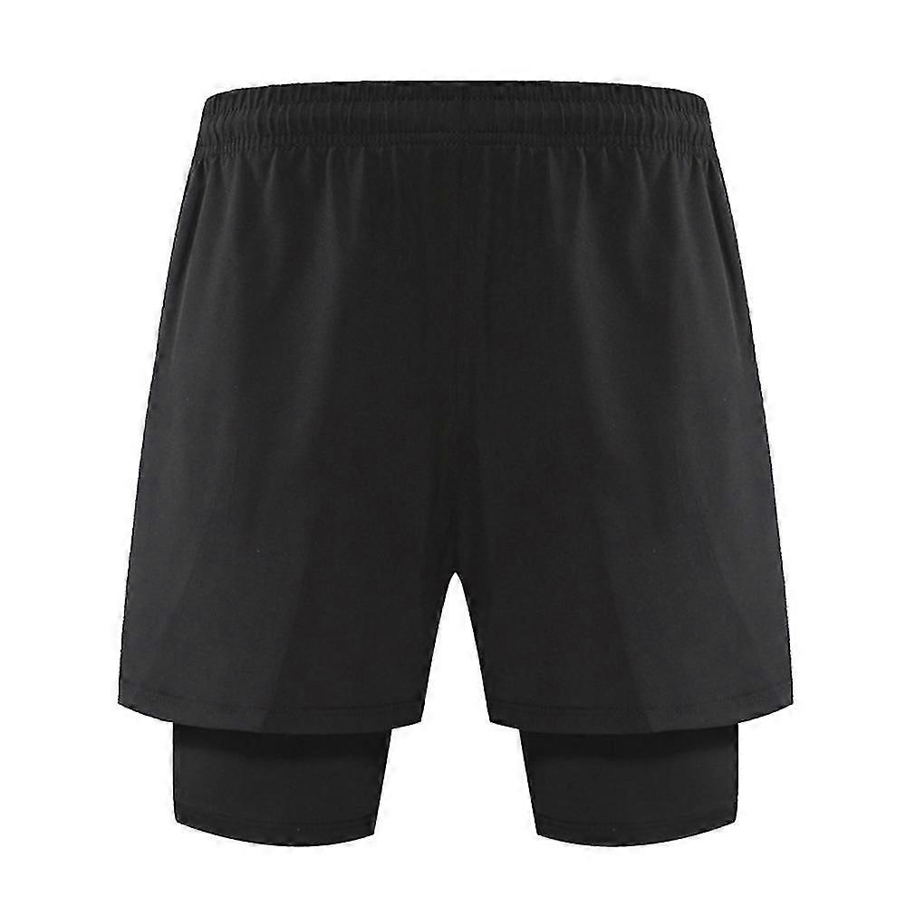 Men's 2 In 1 Active Running Shorts With 2 Zipper Pockets