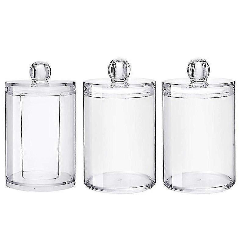 3pcs Clear Cotton Ball And Swab Holder With Lid, Dispenser Storage