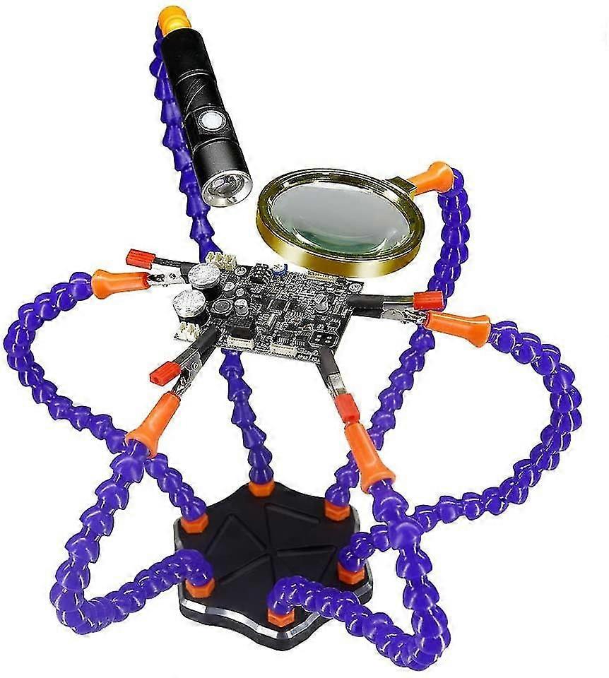 Soldering Helping Hand, Flexible Helping Third Hand With 6 Arms, Flexible Helping Hands 360 Degree Swiveling Soldering Aid Hands Soldering Station Too