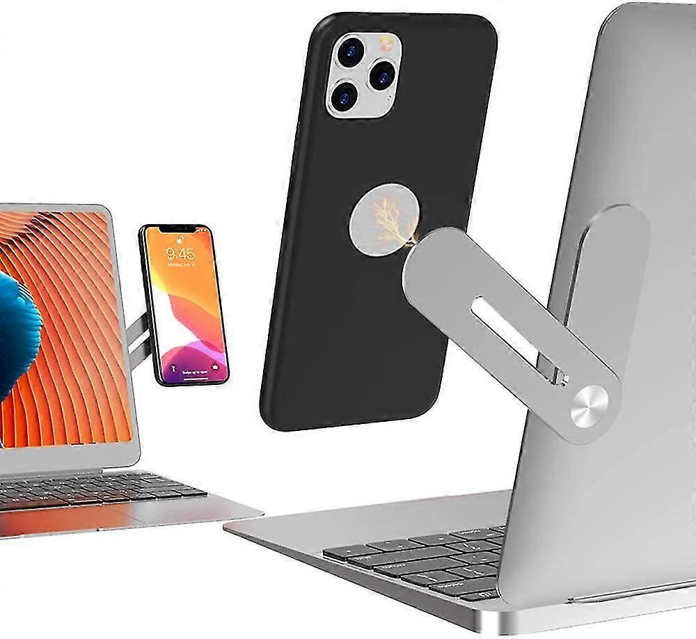 Laptop Phone Holder, Adjustable Laptop Side Mount Clip, Laptop Stand Computer Monitor Expansion Bracket, Slim Portable Foldable Smartphone Stand. Impr