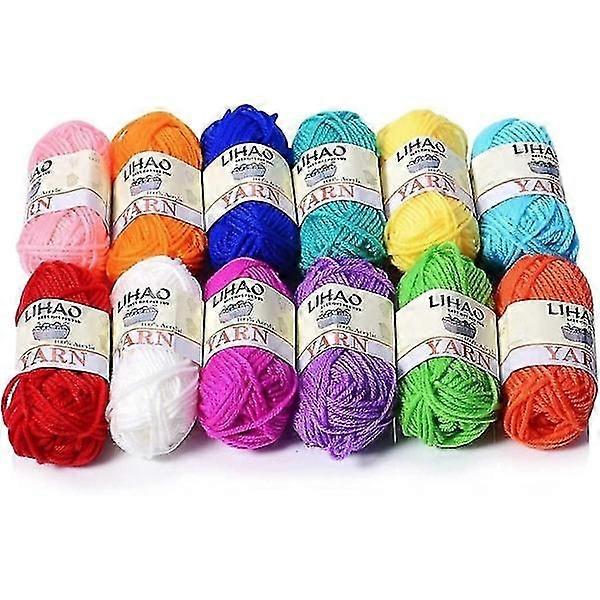 Acrylic Knitting and Crochet Yarn Spools (Pack of 12, 26 m/reg) Woolen Thread Handmade Art Props Thread Crochet Cushion Blanket Shoe Thread