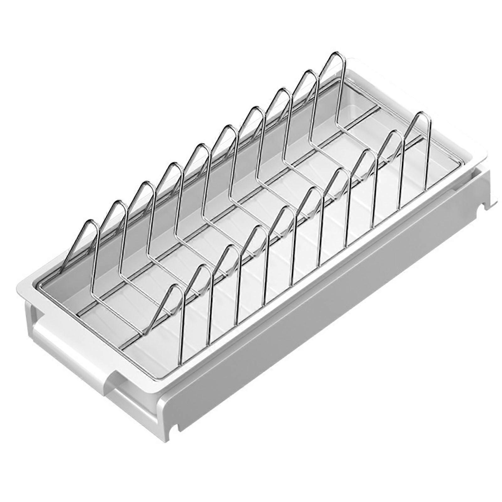 Expandable Dish Rack with Drain Board Space Saving Efficient Drainage Singe Layer Dish Drying Rack White